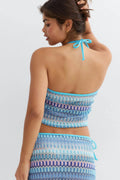 14+ shell halterneck singlet - Blue/stripe