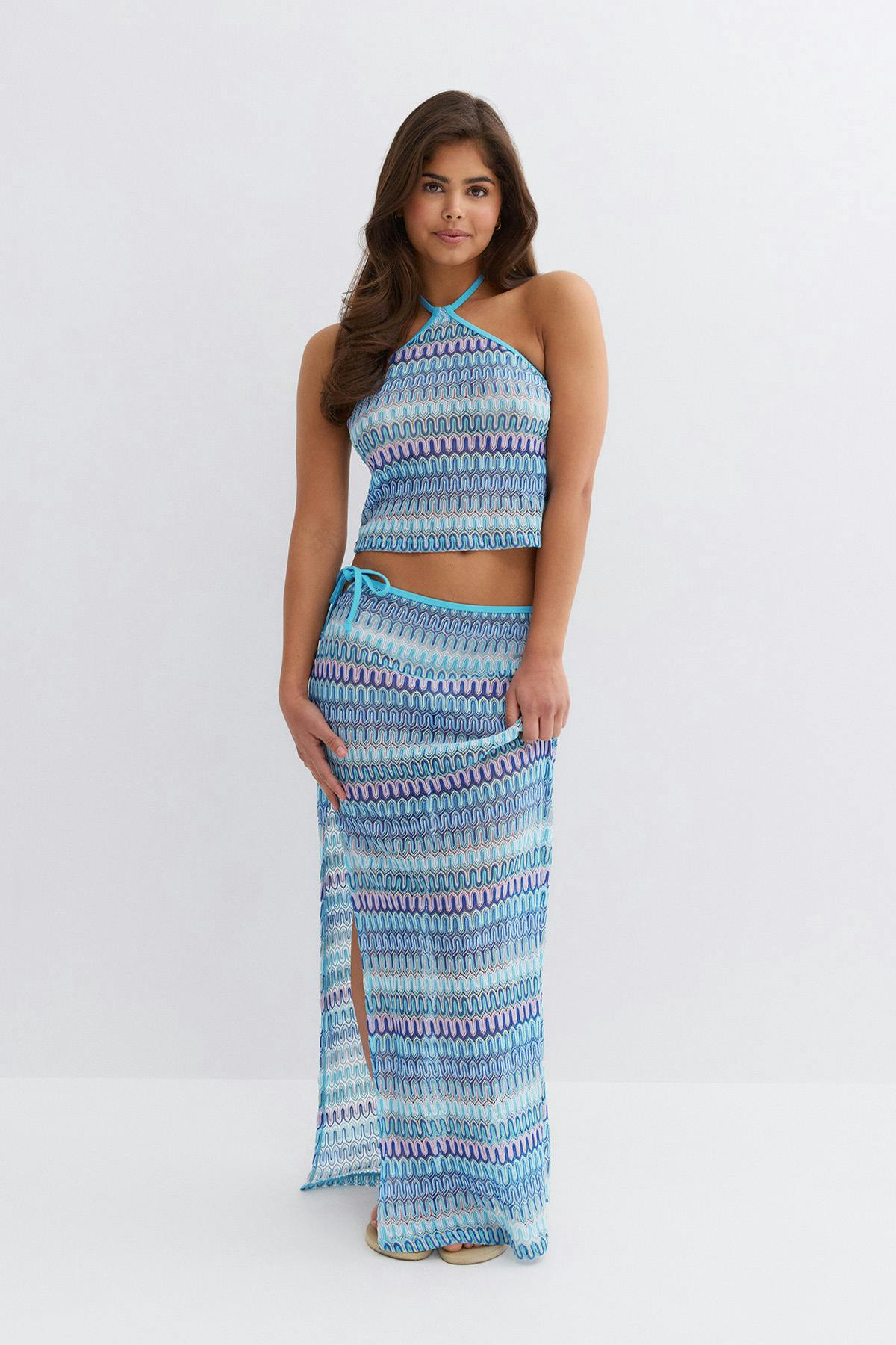14+ shell maxi skirt - Blue/stripe