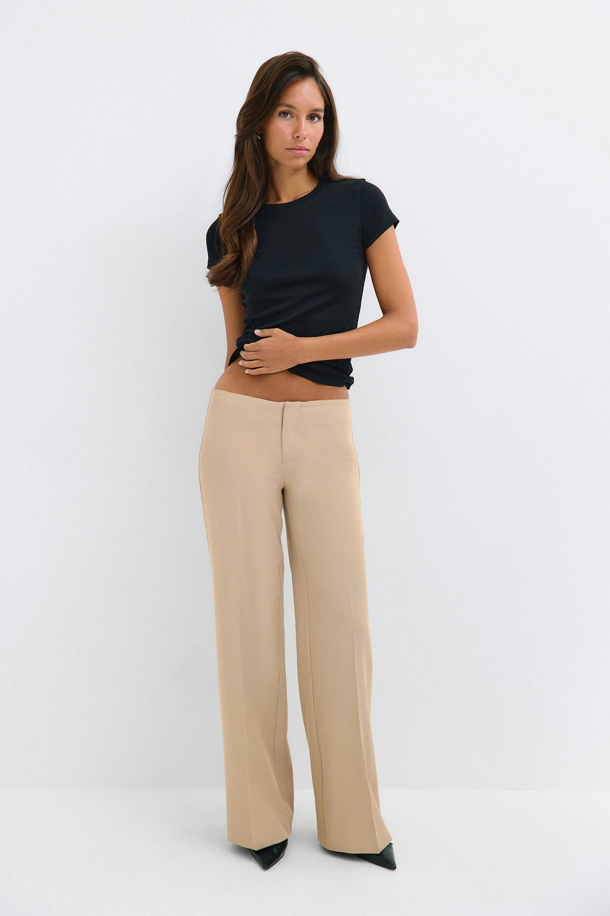 Timeless low straight trousers - Beige