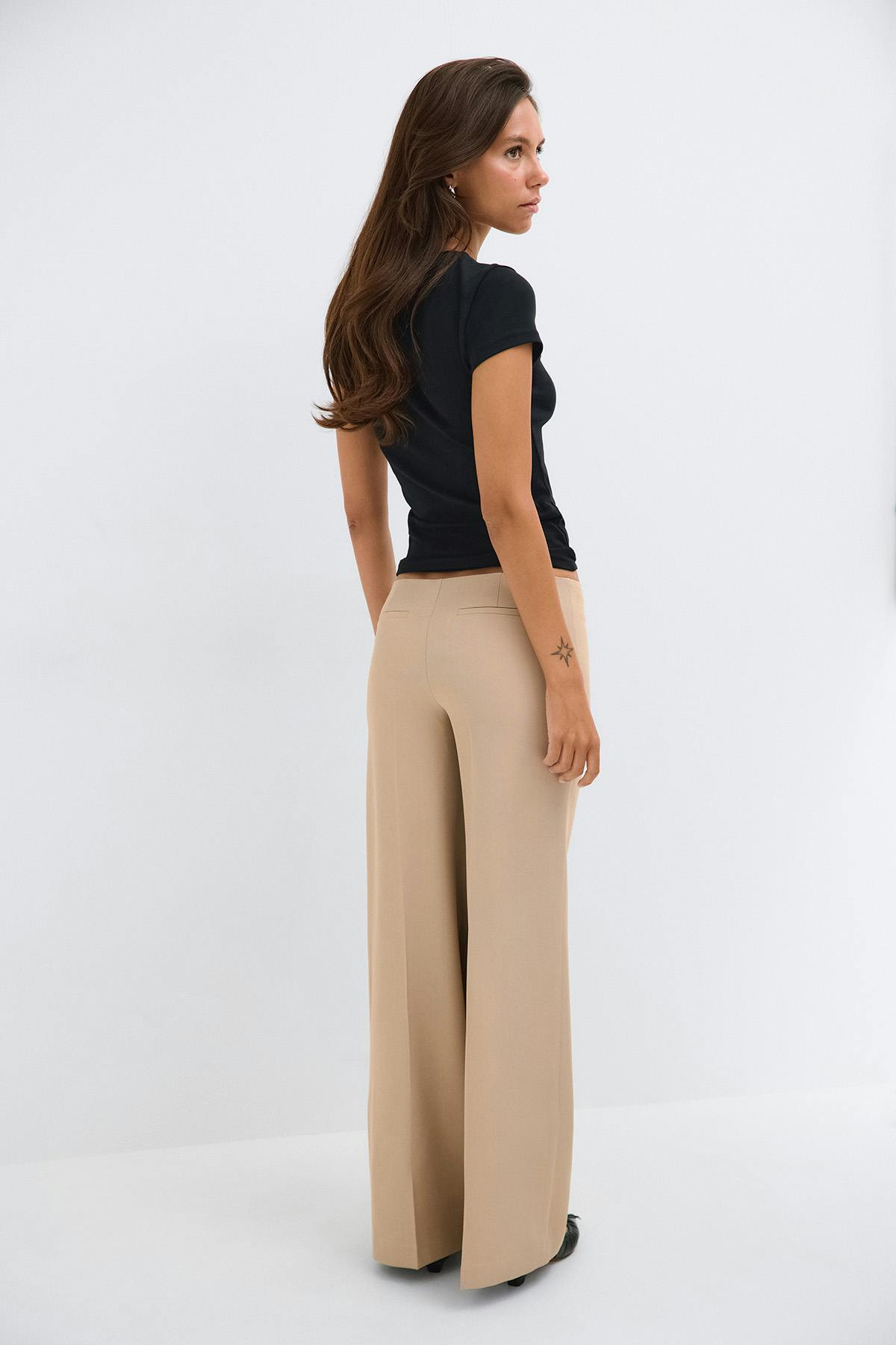 Timeless low straight trousers - Beige