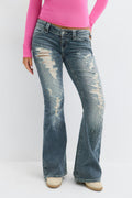 14+ sparkle low flare jeans - Lt blue ripped