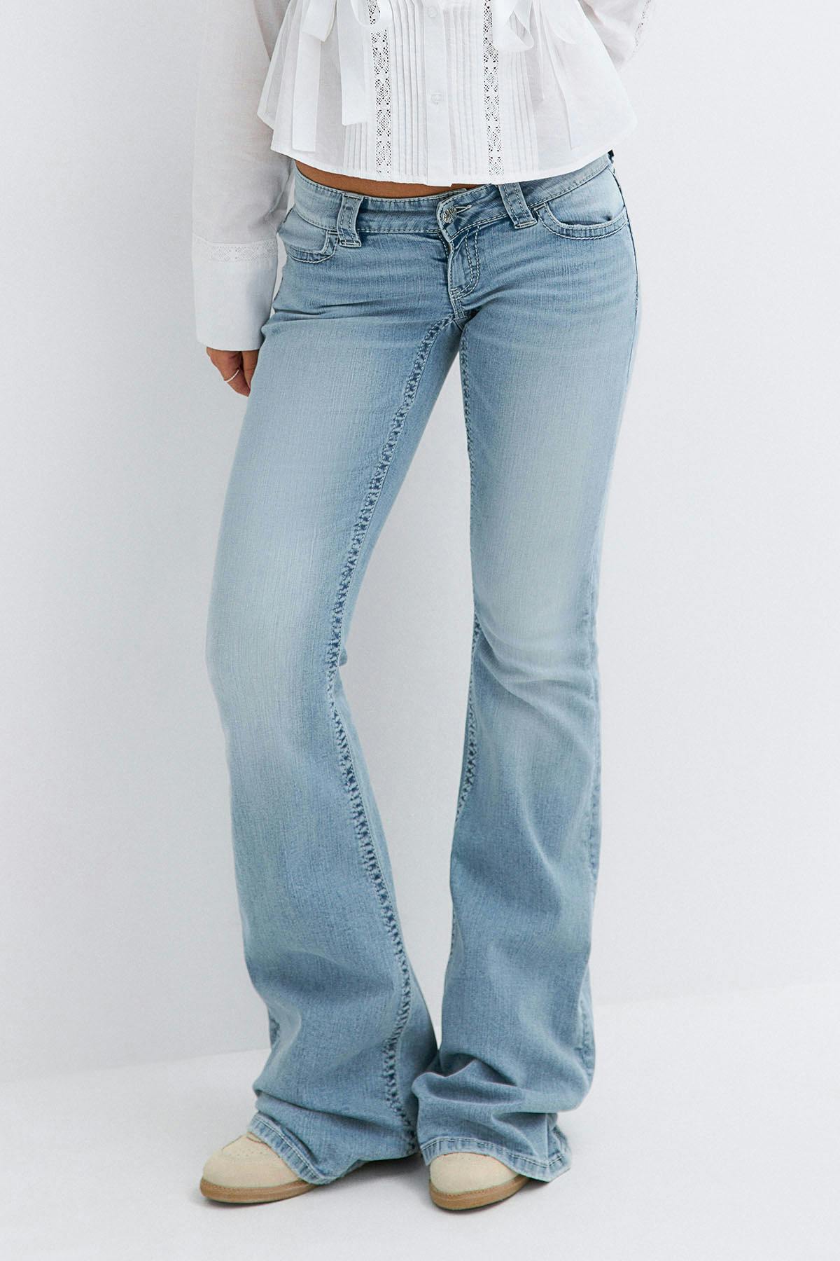 14+ sparkle low flare jeans - Bleu clair