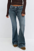 14+ sparkle low flare jeans - Mid blue