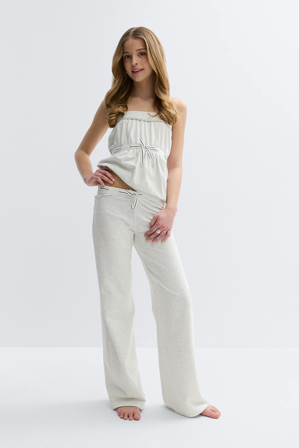 Y detail trousers - Grey melange