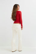 14+ holy low rise flap jeans - Gris