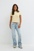 Y sparkle low flare jeans - Mid blue