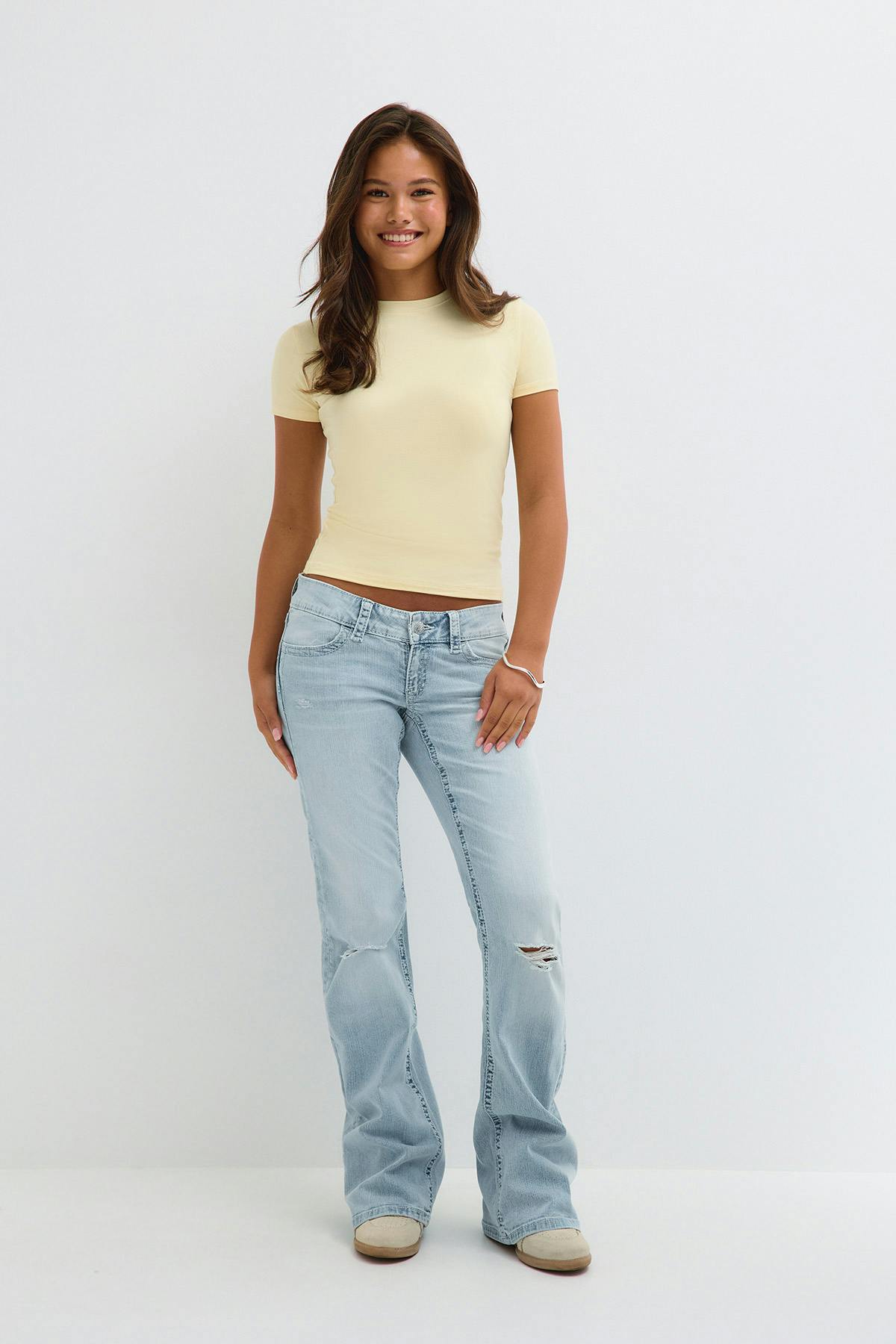 Y sparkle low flare jeans - Mid blue