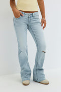 Y sparkle low flare jeans - Blue destroy