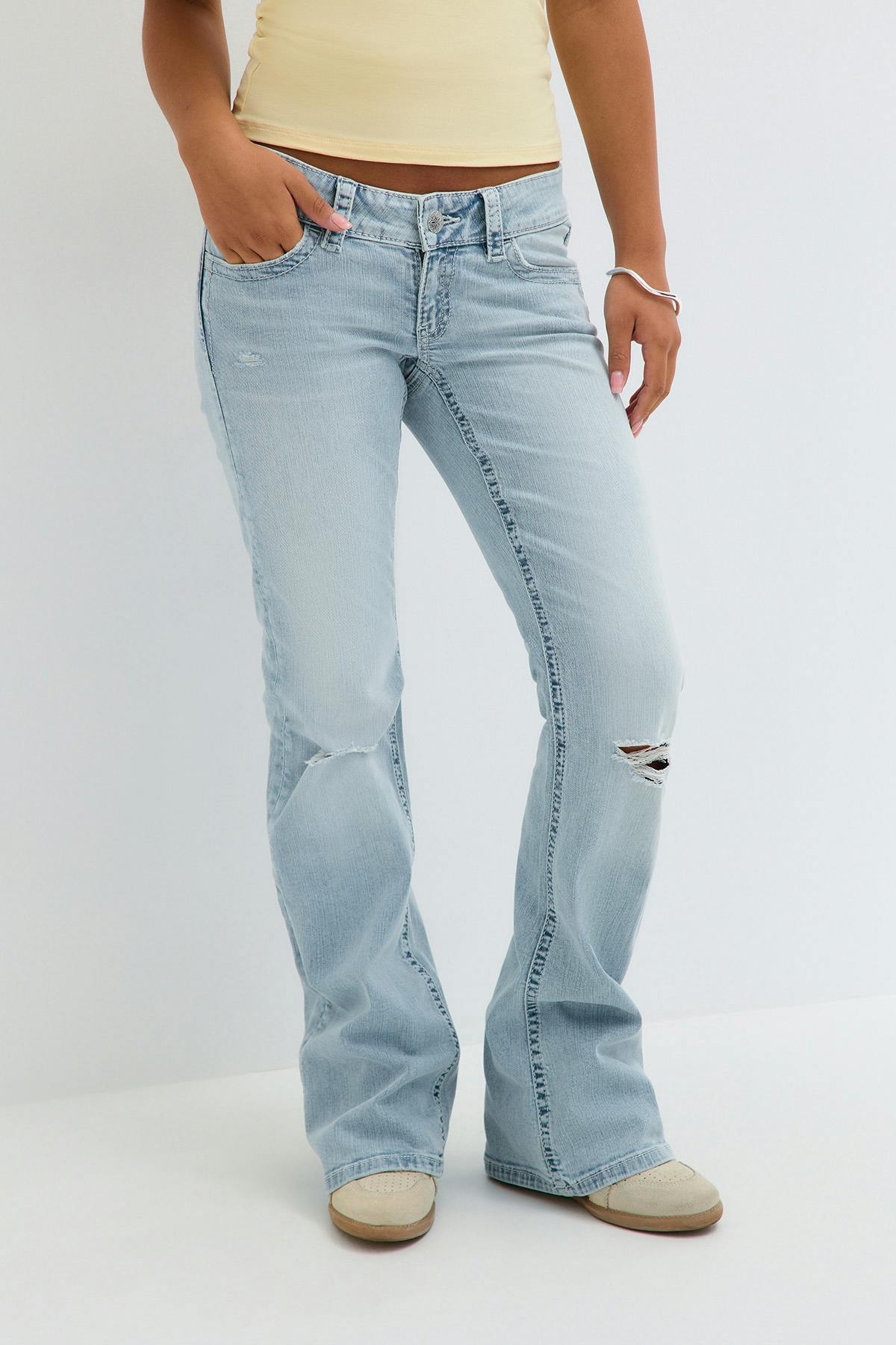 Y sparkle low flare jeans - Blue destroy