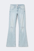 Y sparkle low flare jeans - Blue destroy