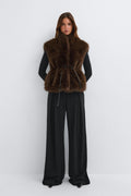 Faux fur vest - Marron