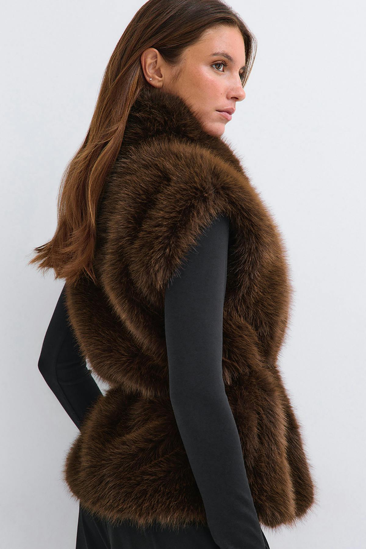 Faux fur vest - Marron