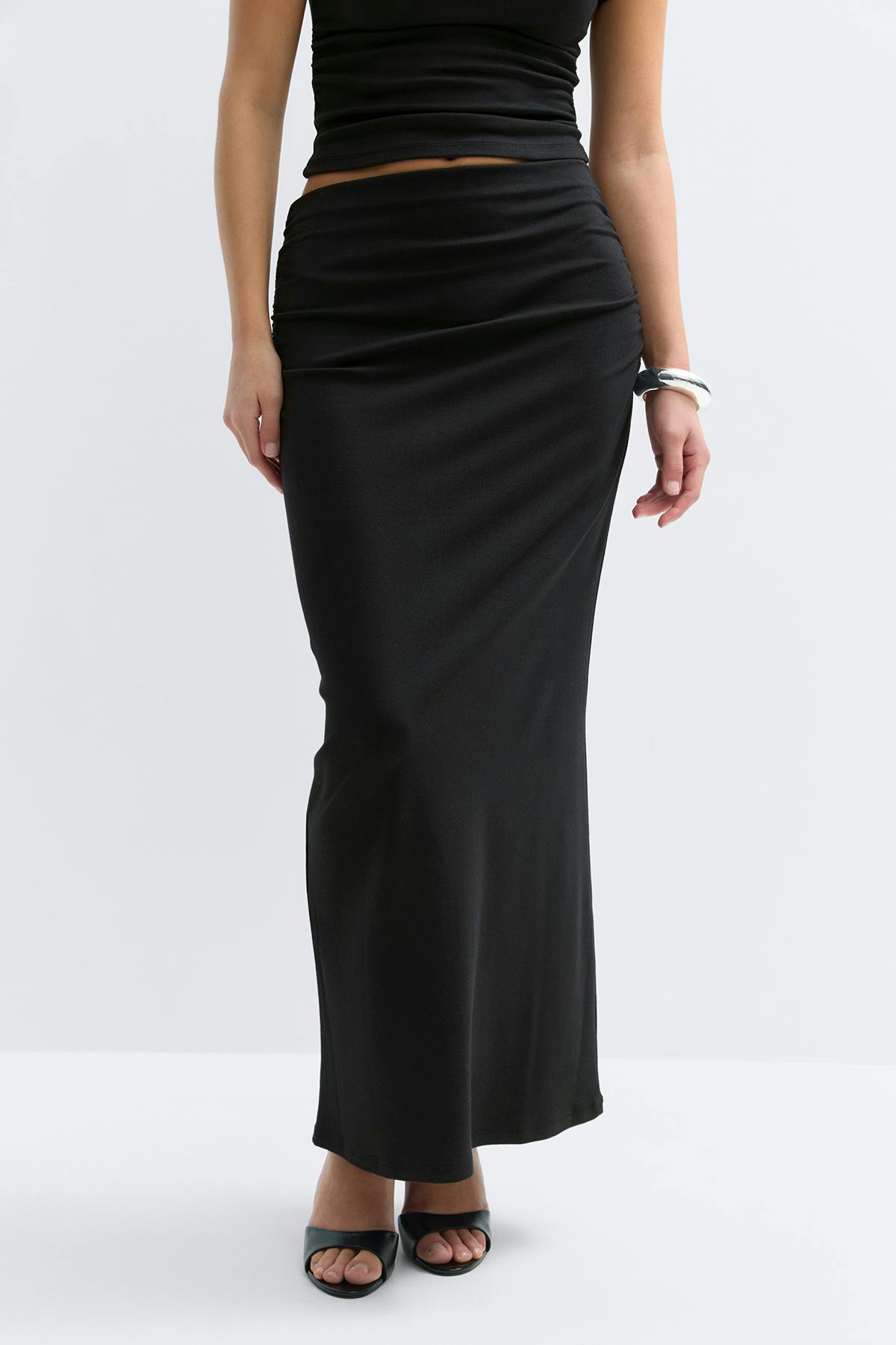 Ruched maxi skirt - Dresden blue