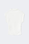 Ruched funnel neck top - Blanc cassé