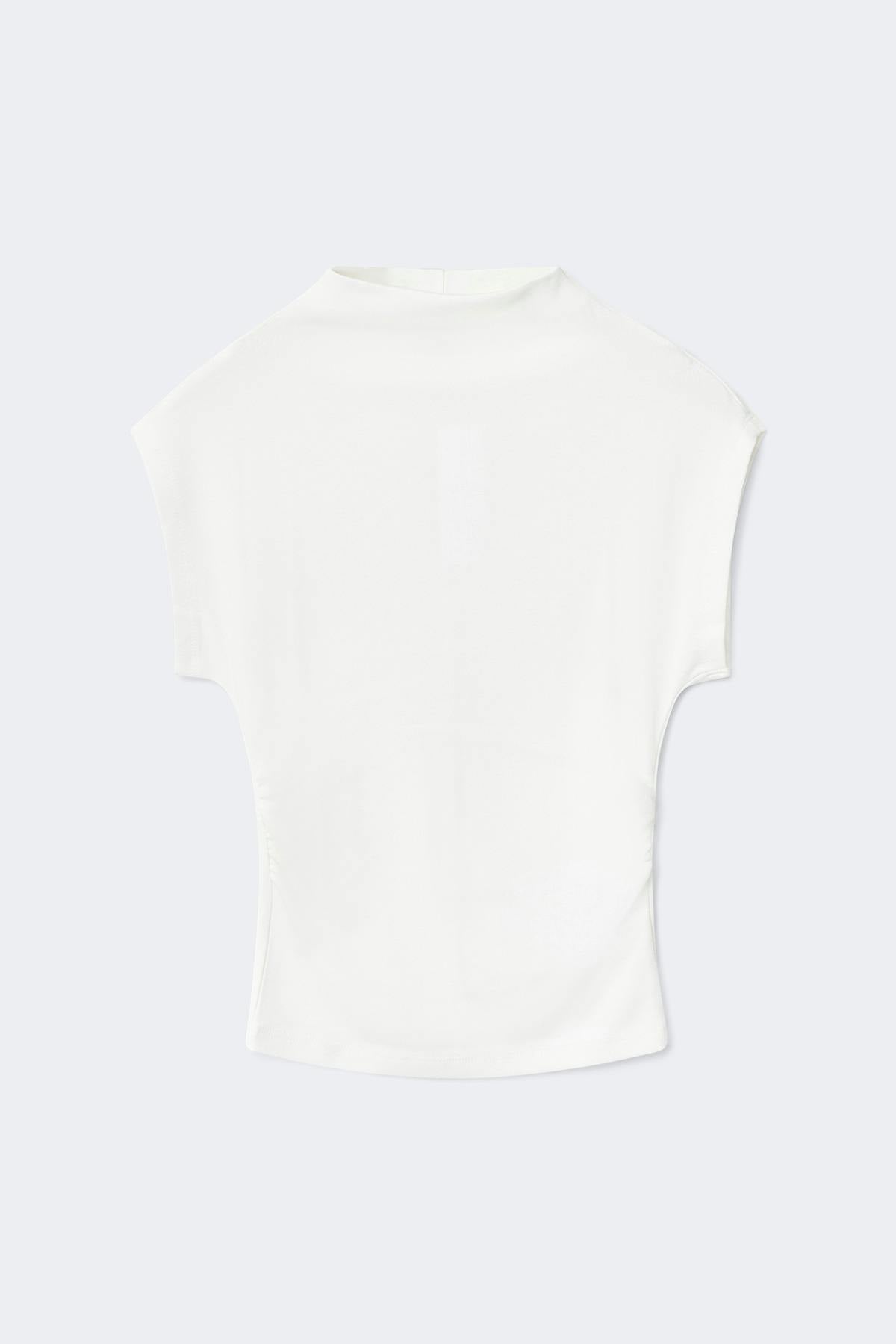 Ruched funnel neck top - Blanc cassé