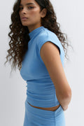Ruched funnel neck top - Blanc cassé
