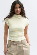 Ruched funnel neck top - Dresden blue