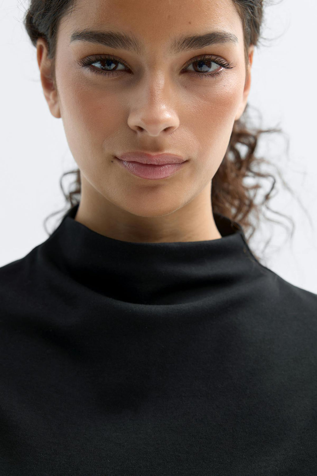 Ruched funnel neck top - Noir