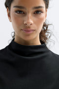 Ruched funnel neck top - Noir