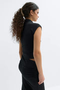 Ruched funnel neck top - Noir