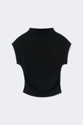 Ruched funnel neck top - Noir