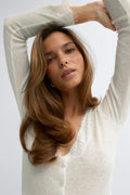 Lace detail button top - Blanc cassé