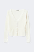 Lace detail button top - Blanc cassé