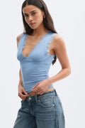 Lace detail tank - Noir