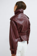 Pu high neck jacket - Bordeaux