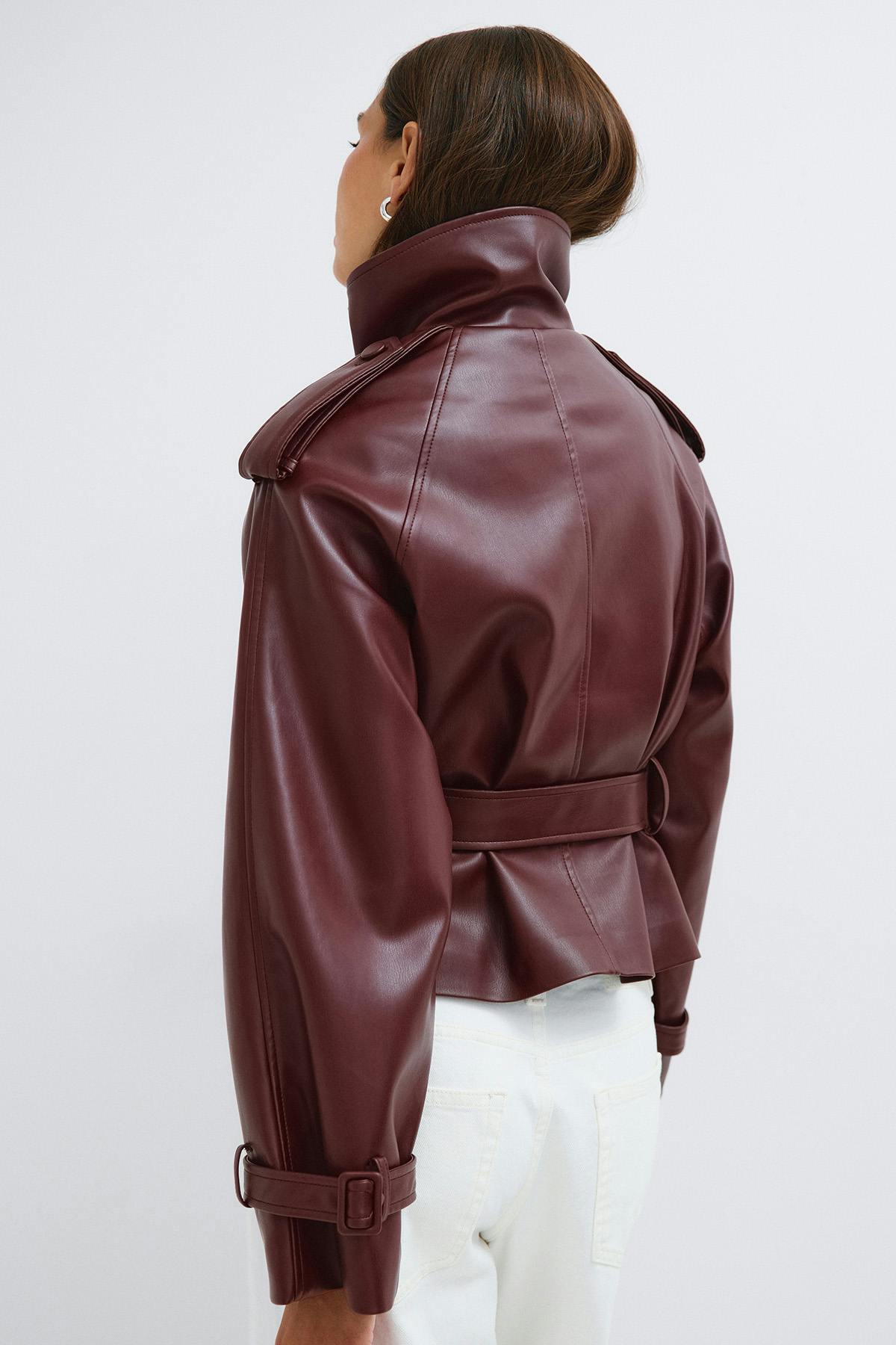 Pu high neck jacket - Bordeaux
