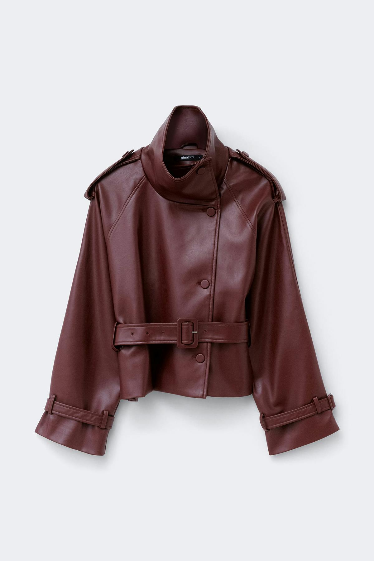 Pu high neck jacket - Bordeaux