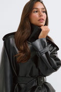 Pu high neck jacket - Noir