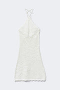 Knitted crochet dress - Crème