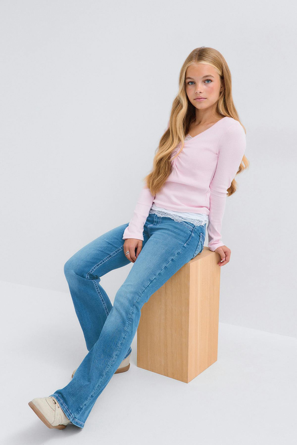 Y holy low rise flap jeans - Bleu