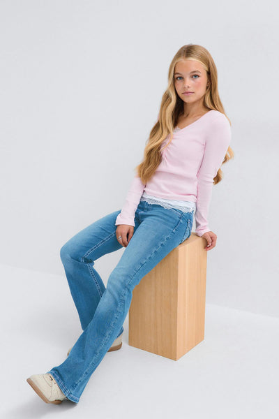 Y holy low rise flap jeans