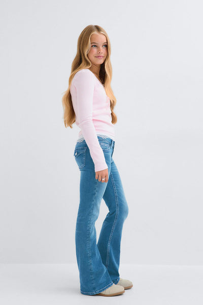 Y holy low rise flap jeans