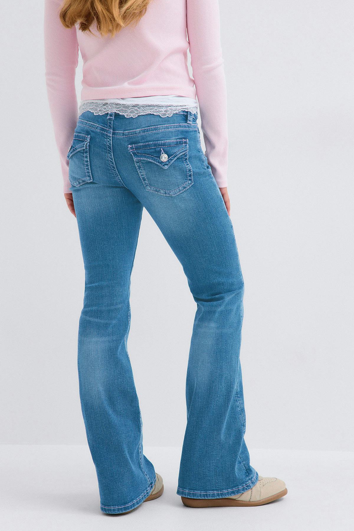 Y holy low rise flap jeans - Bleu
