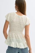 Babydoll lace detail top - Crème