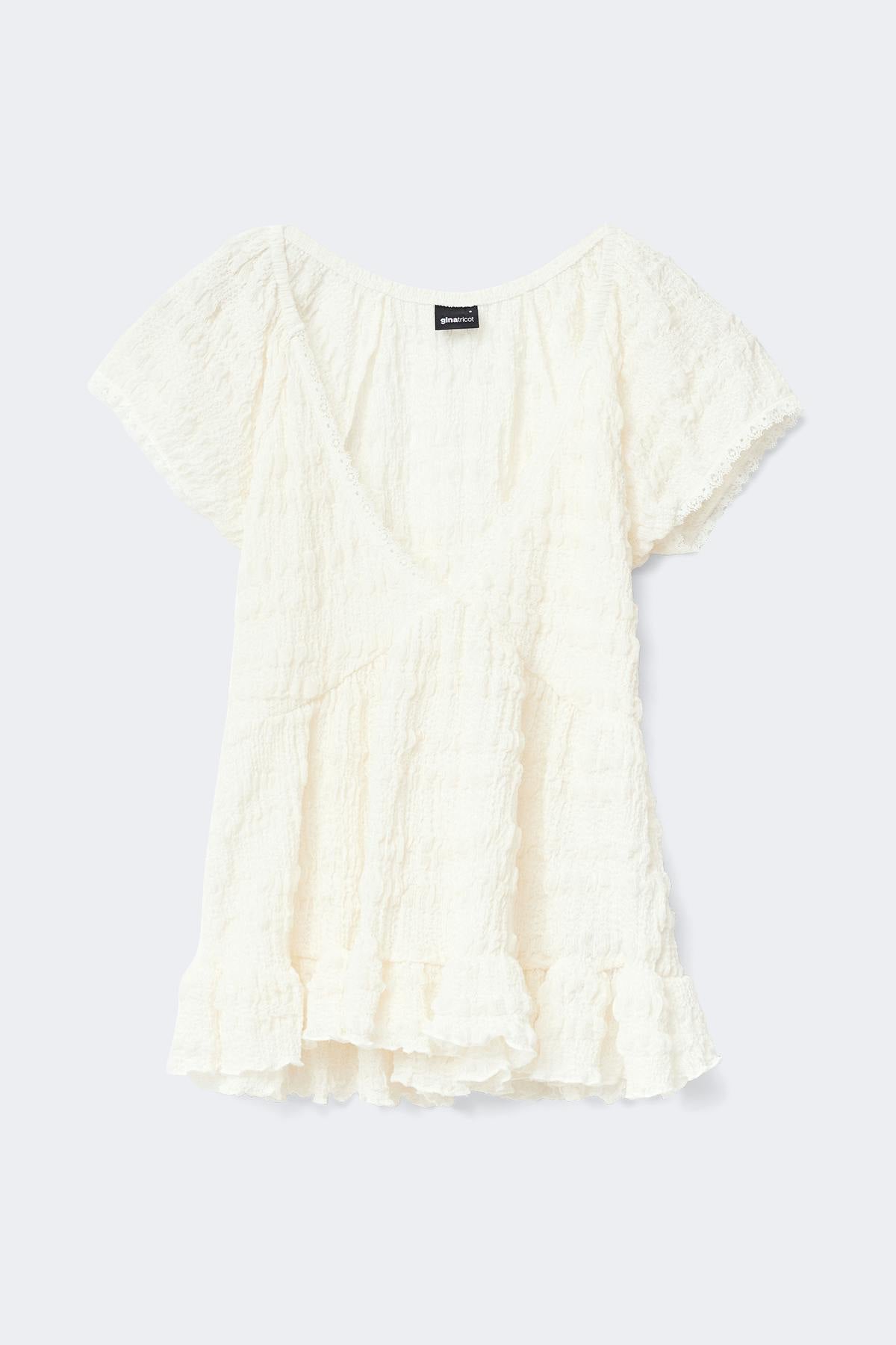 Babydoll lace detail top - Crème