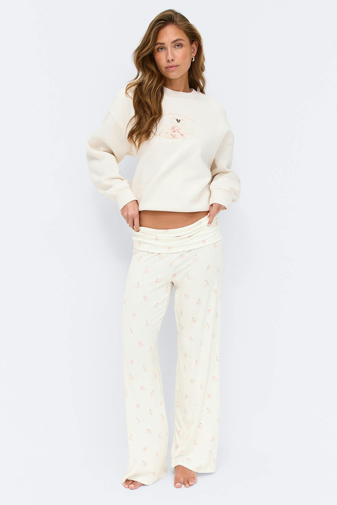 Folded loungewear trousers - Swan aop