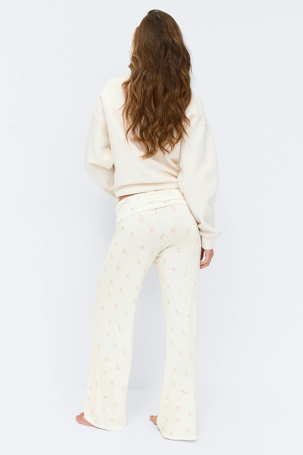 Folded loungewear trousers - Swan aop