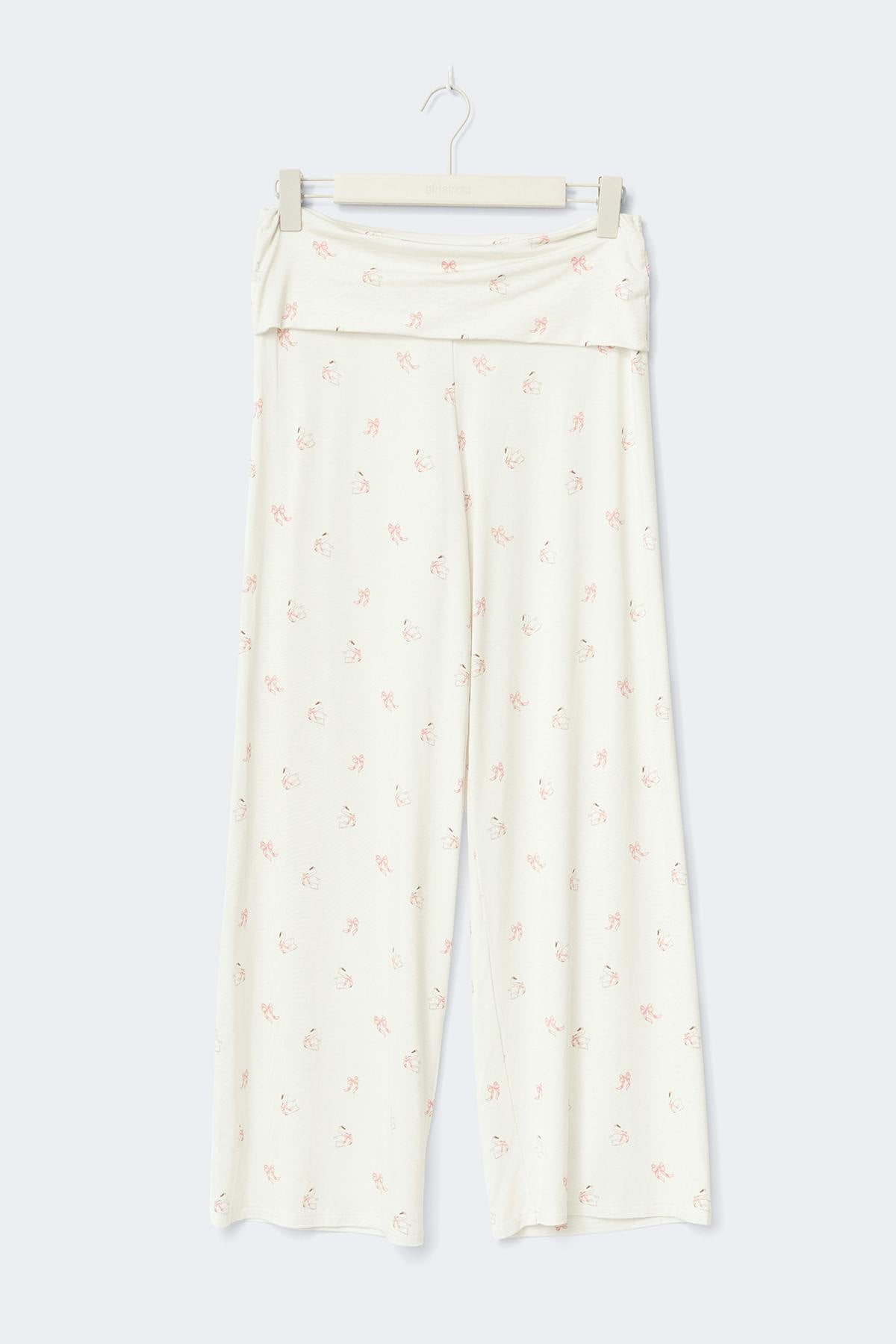 Folded loungewear trousers - Swan aop