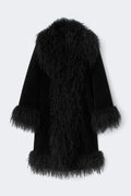 Faux suede fur jacket - Noir