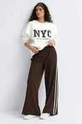 Oversized printed sweater - Crème