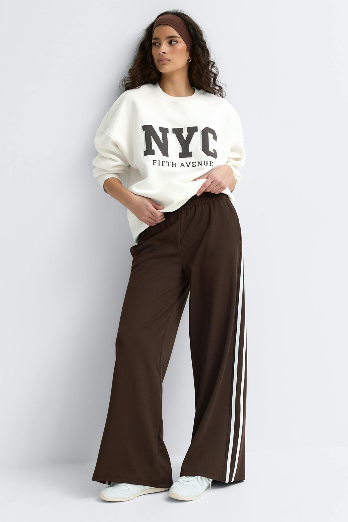 Oversized printed sweater - Crème