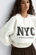 Oversized printed sweater - Crème