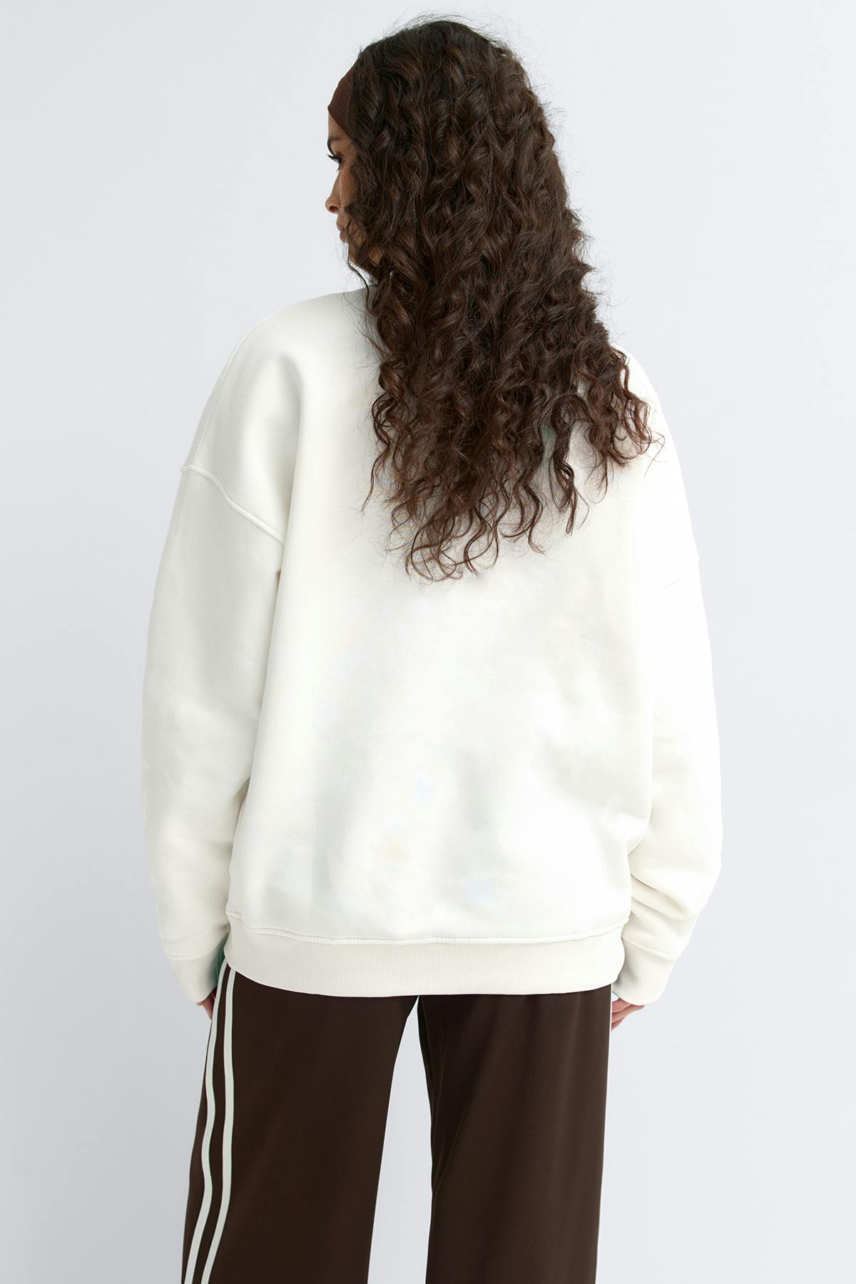 Oversized printed sweater - Crème
