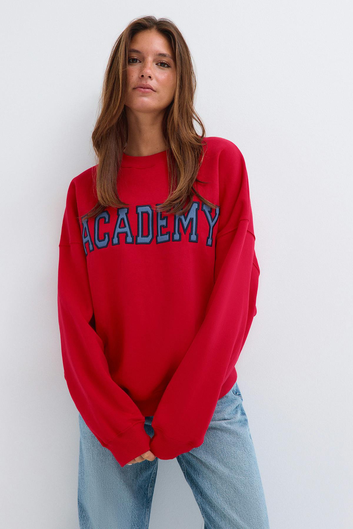 Oversized printed sweater - Crème