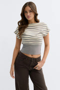 boatneck top - Brown/stripe