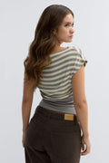boatneck top - Brown/stripe